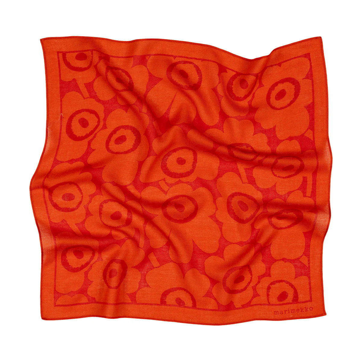 Marimekko Kuittaus Unikko Orange / Dark Orange Wool Scarf - Image 3