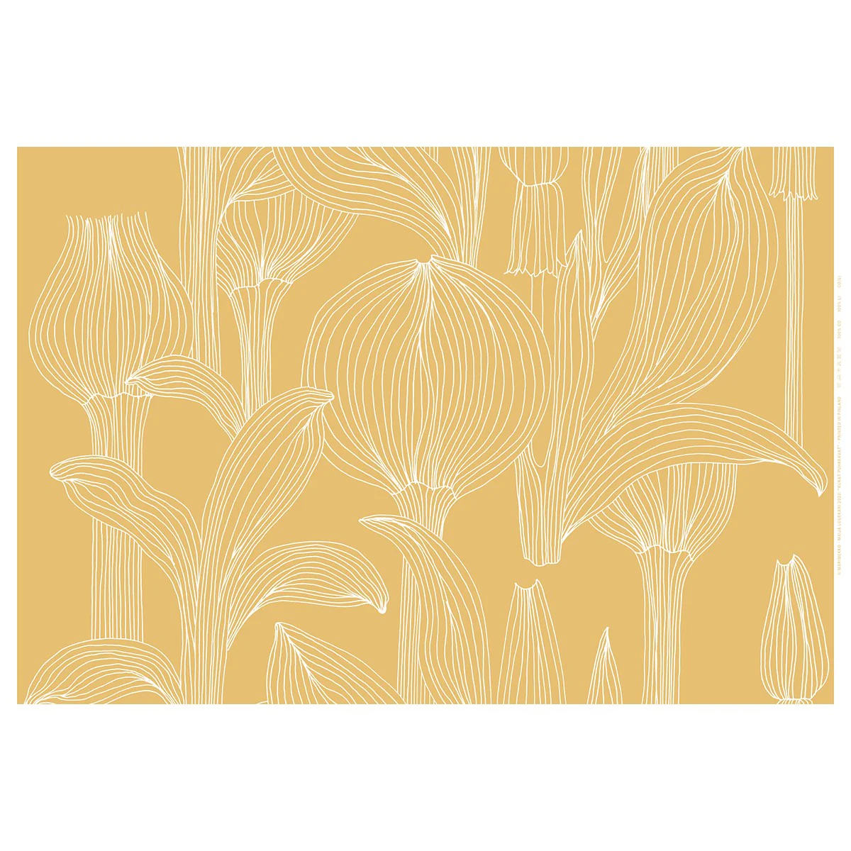 Marimekko Kukat Puhkeavat Straw / White Linen Fabric - Image 2