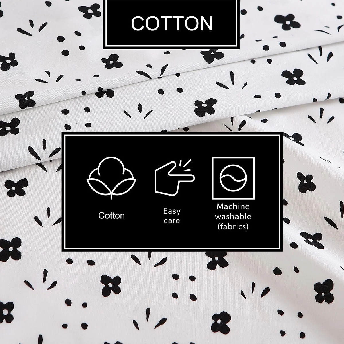 Marimekko Kukkaketo White / Black Queen Sheet Set - Image 6