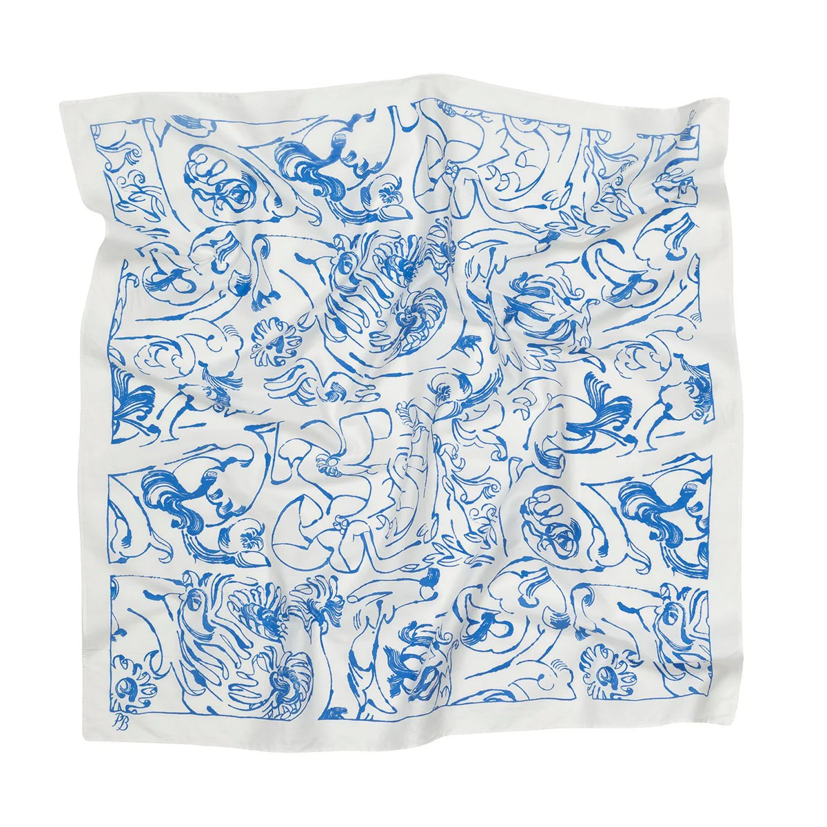Marimekko Lierio Cactis White / Blue Scarf - Image 3