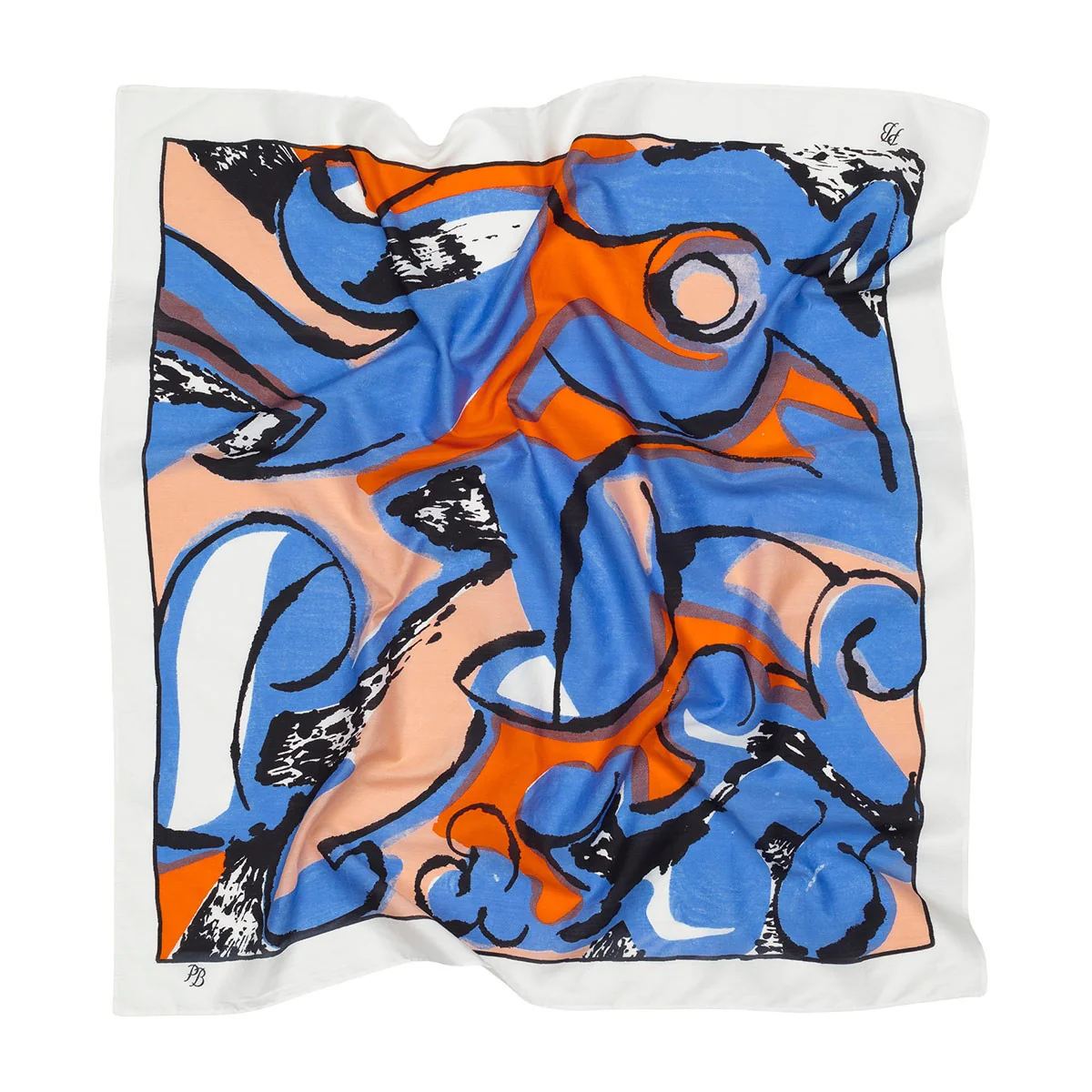 Marimekko Lierio Eldfamn Blue / Orange Scarf - Image 3