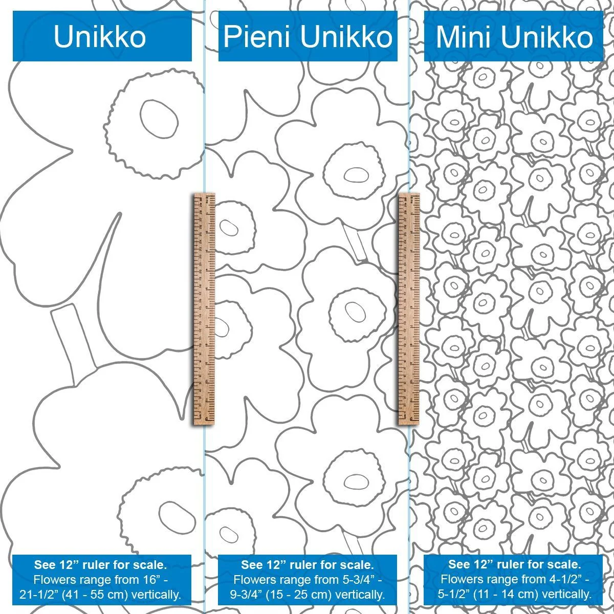 Marimekko Mini Unikko Black / White Cotton Fabric - Image 3