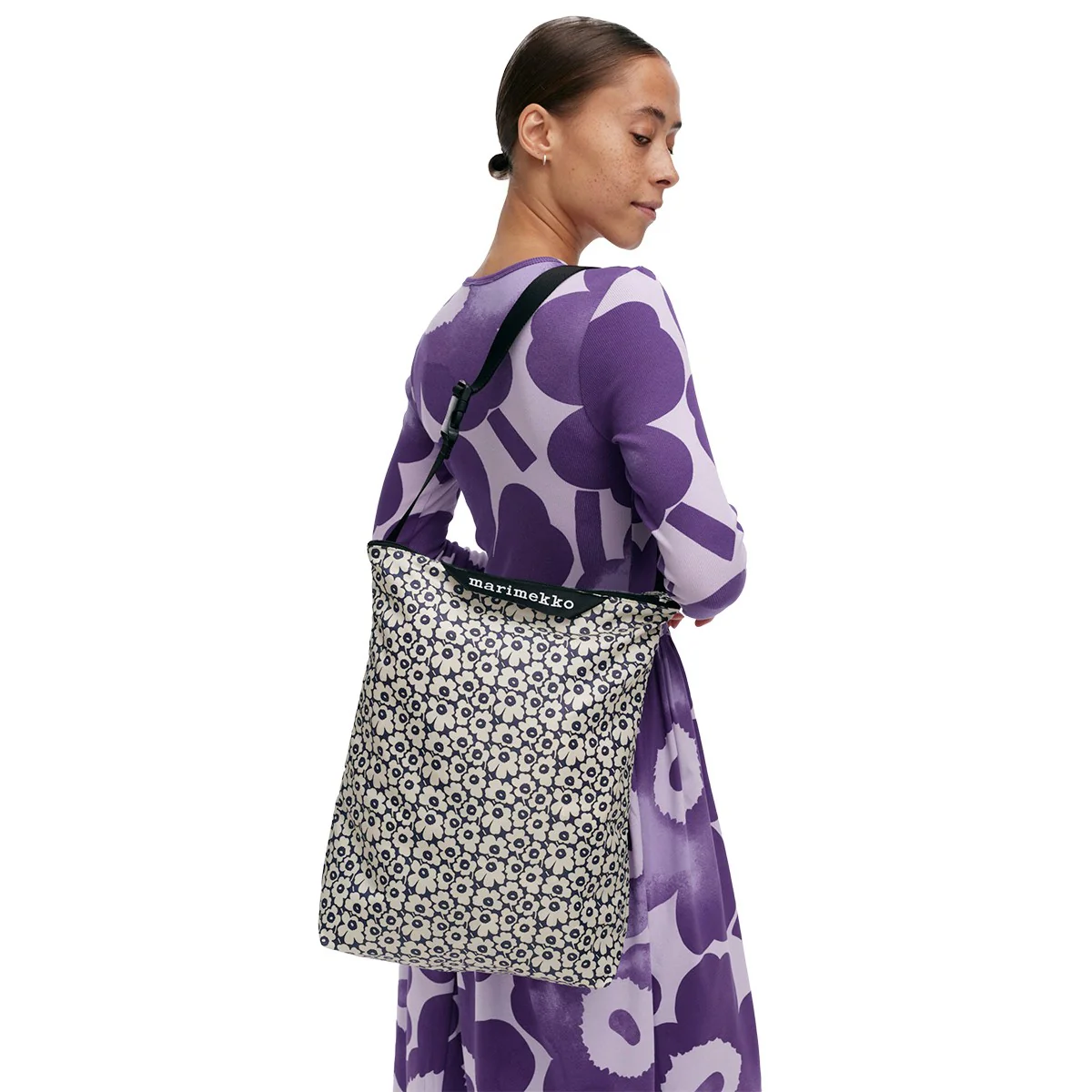 Marimekko Unikko Cream / Dark Blue Medium Neat Crossbody Shoulder Bag - Image 2