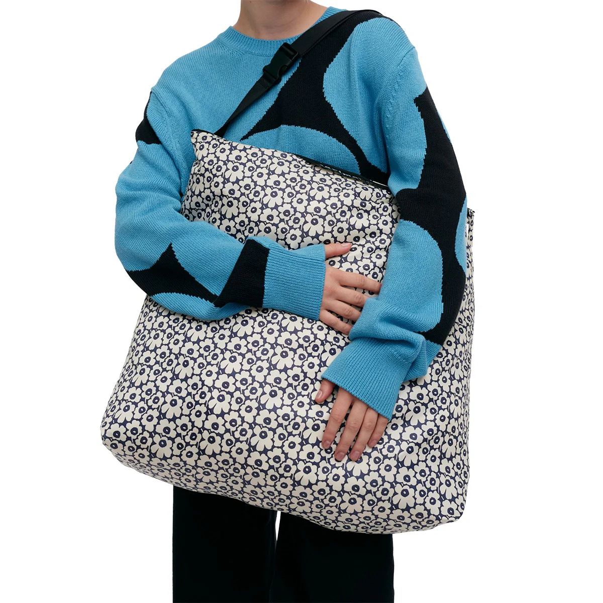 Marimekko Mini Unikko Cream / Dark Blue Large Neat Crossbody Shoulder Bag - Image 2
