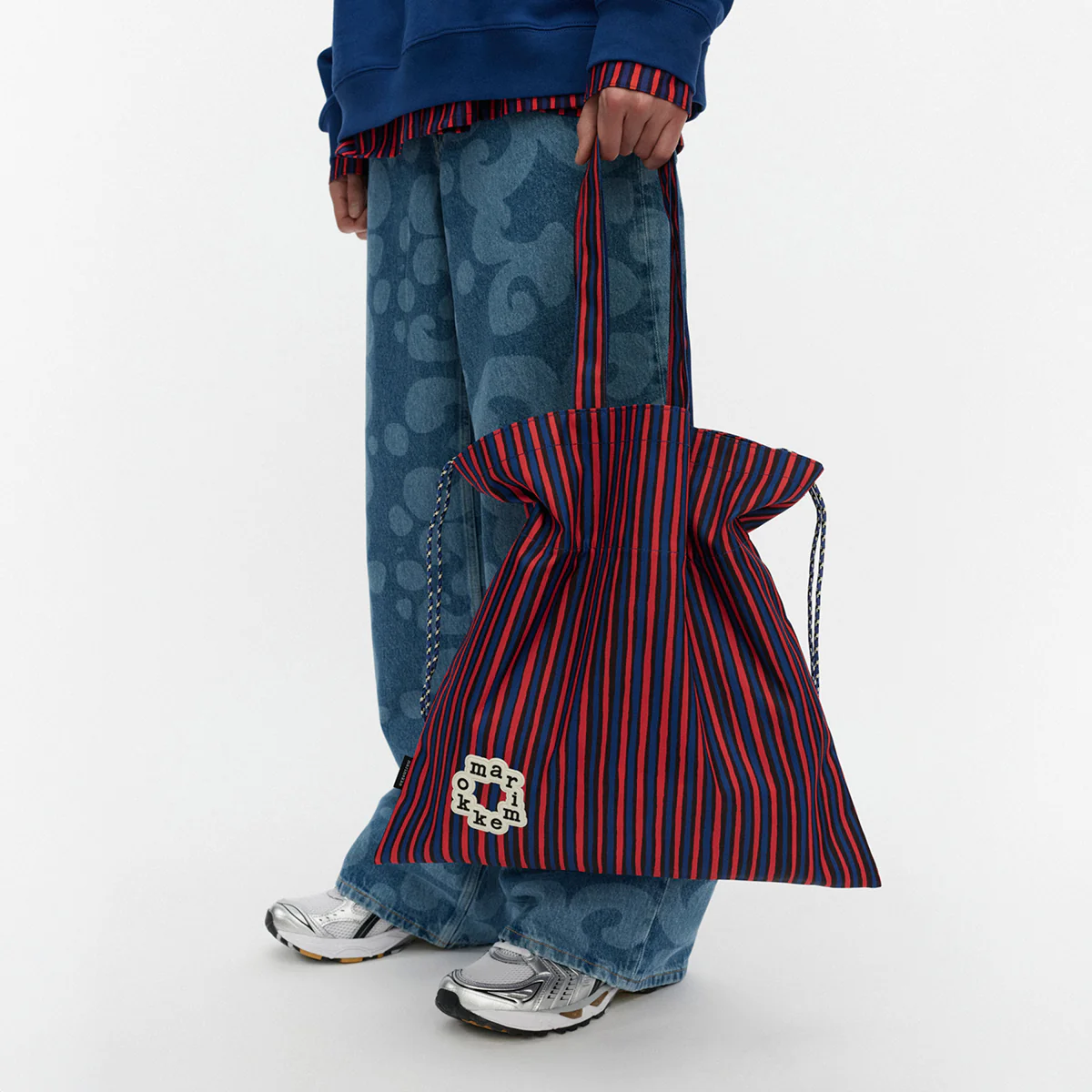 Marimekko Piccolo Dark Blue / Red / Black Metka Tote Bag - Image 2