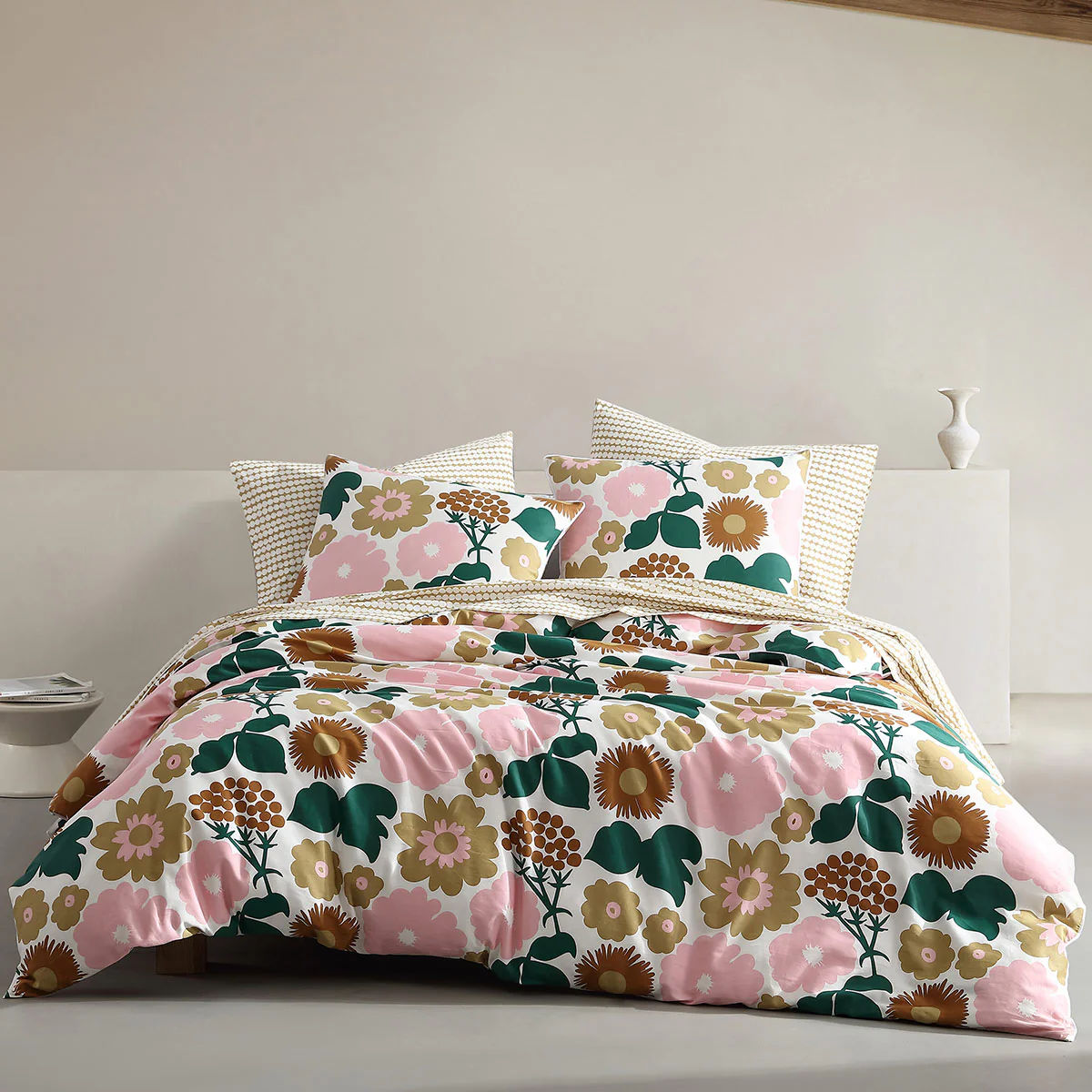 Marimekko Pieni Kukkatori Pink / Beige / Green King Duvet Cover Set - Image 3