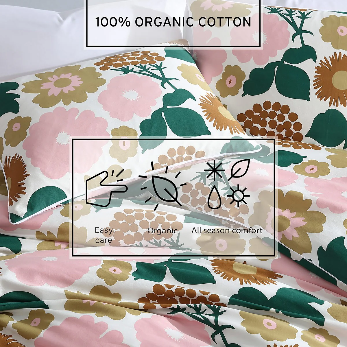 Marimekko Pieni Kukkatori Pink / Beige / Green King Duvet Cover Set - Image 7