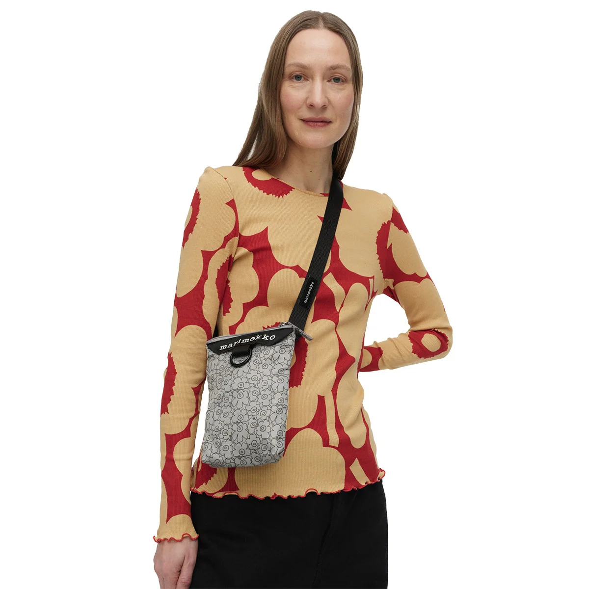 Marimekko Piirto Unikko Grey / Black Neat Phone Pocket Bag - Image 2
