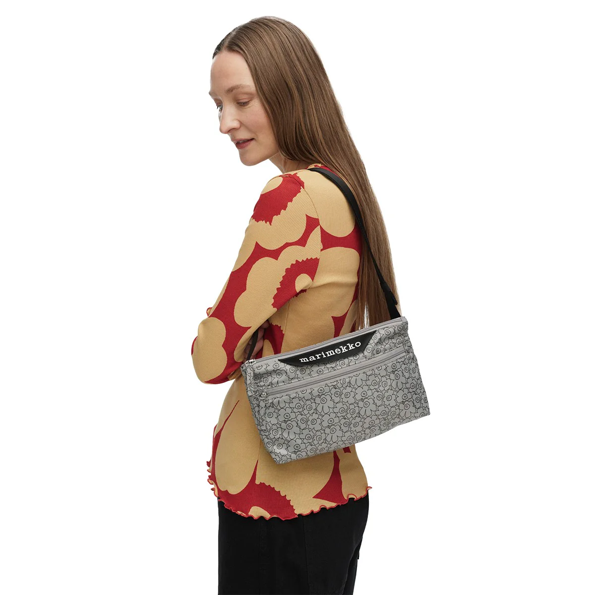 Marimekko Piirto Unikko Grey / Black Small Neat Crossbody Shoulder Bag - Image 2
