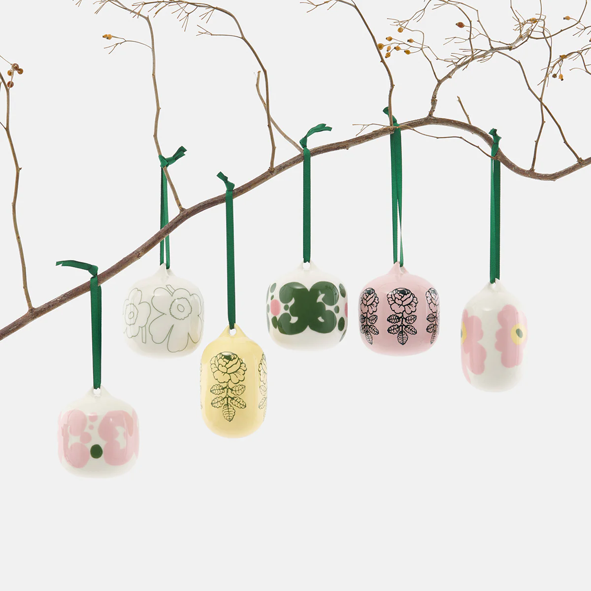 Marimekko Piirto Unikko White / Green Collectible Ornament - Image 2