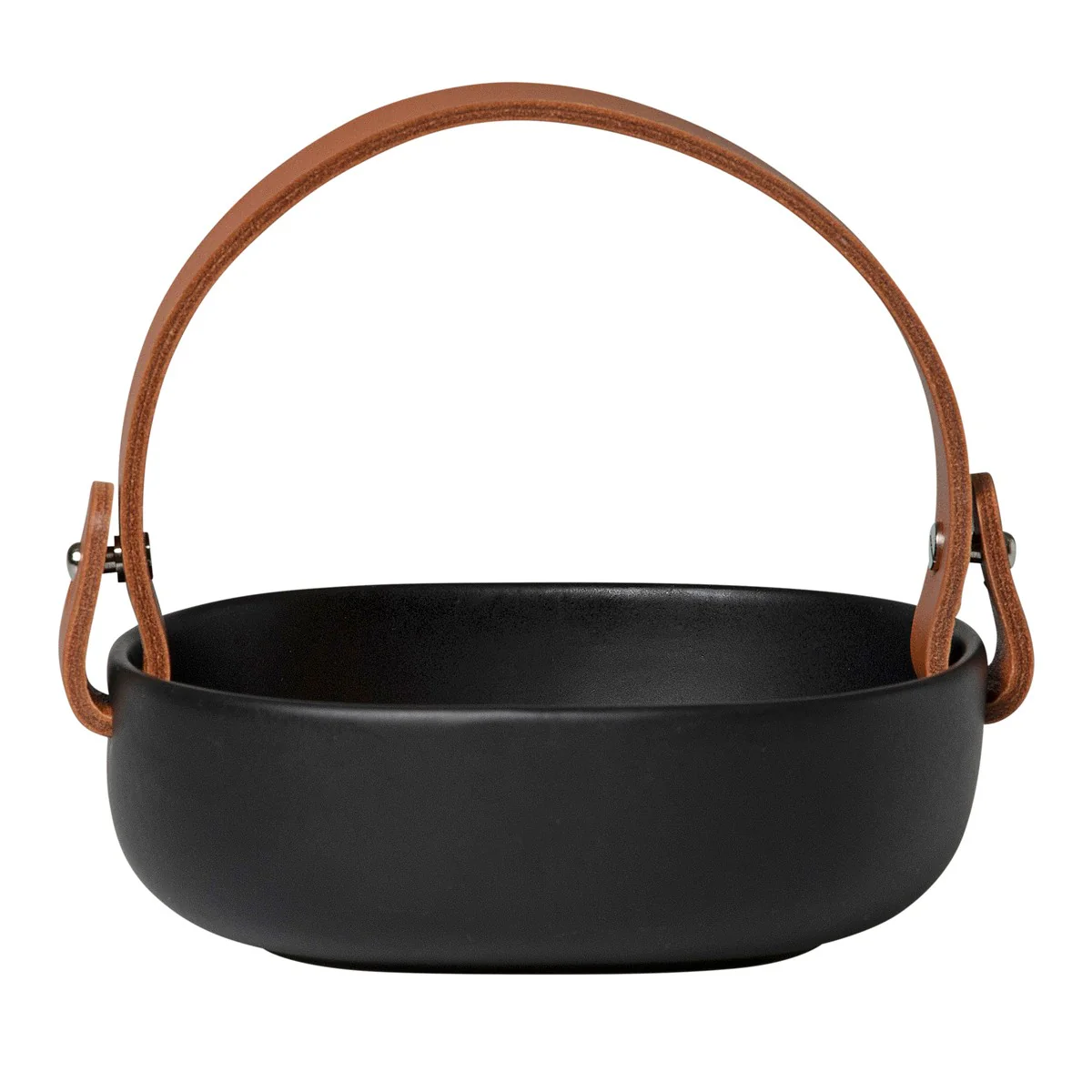 Marimekko Pikku Koppa Black Serving Dish w/ Leather Handle - Image 6
