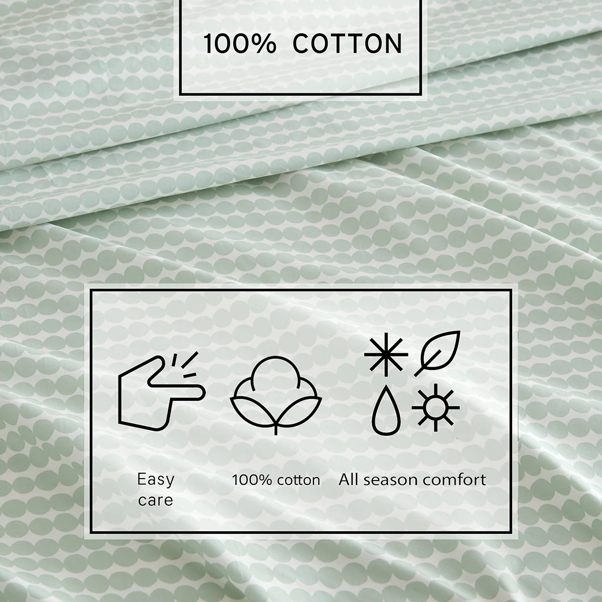 Marimekko Pikku Rasymatto Light Green / Off White King Sheet Set - Image 3