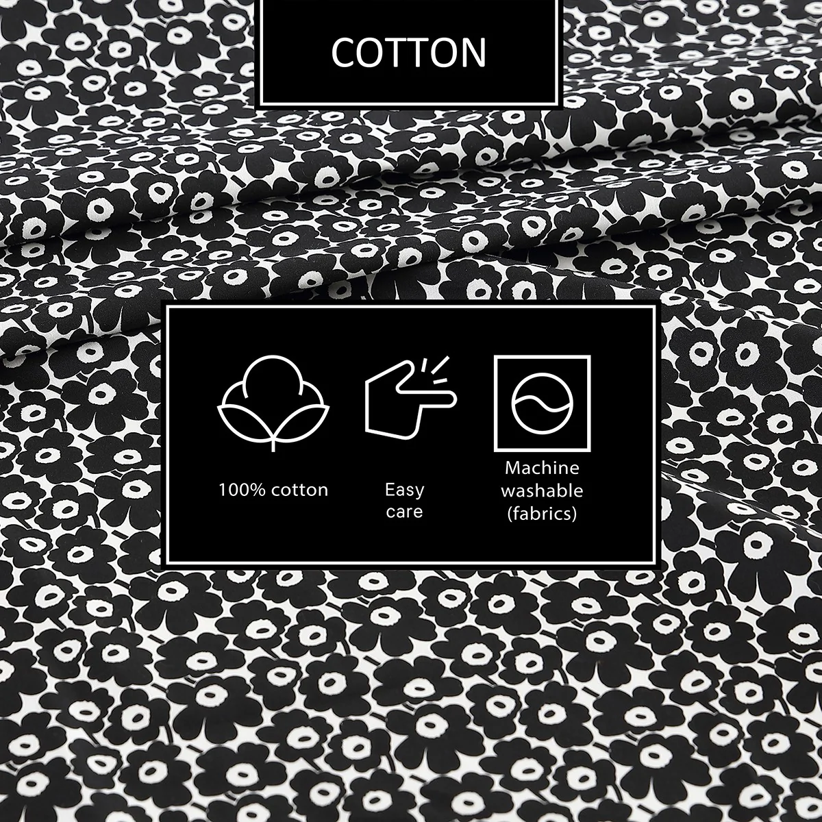 Marimekko Pikkuinen Unikko Black Queen Sheet Set - Image 6