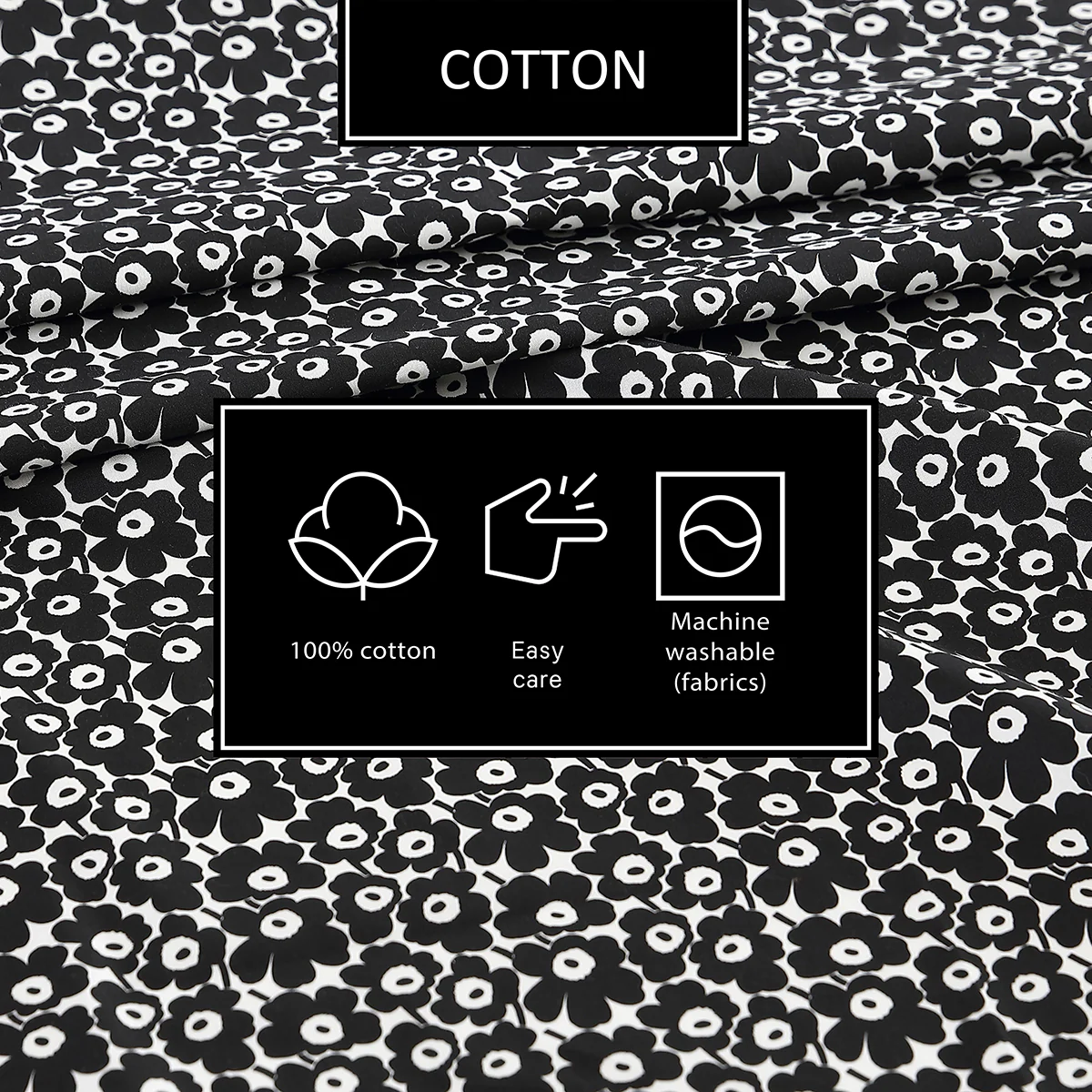 Marimekko Pikkuinen Unikko Black Standard Pillowcases - Set of 2 - Image 5