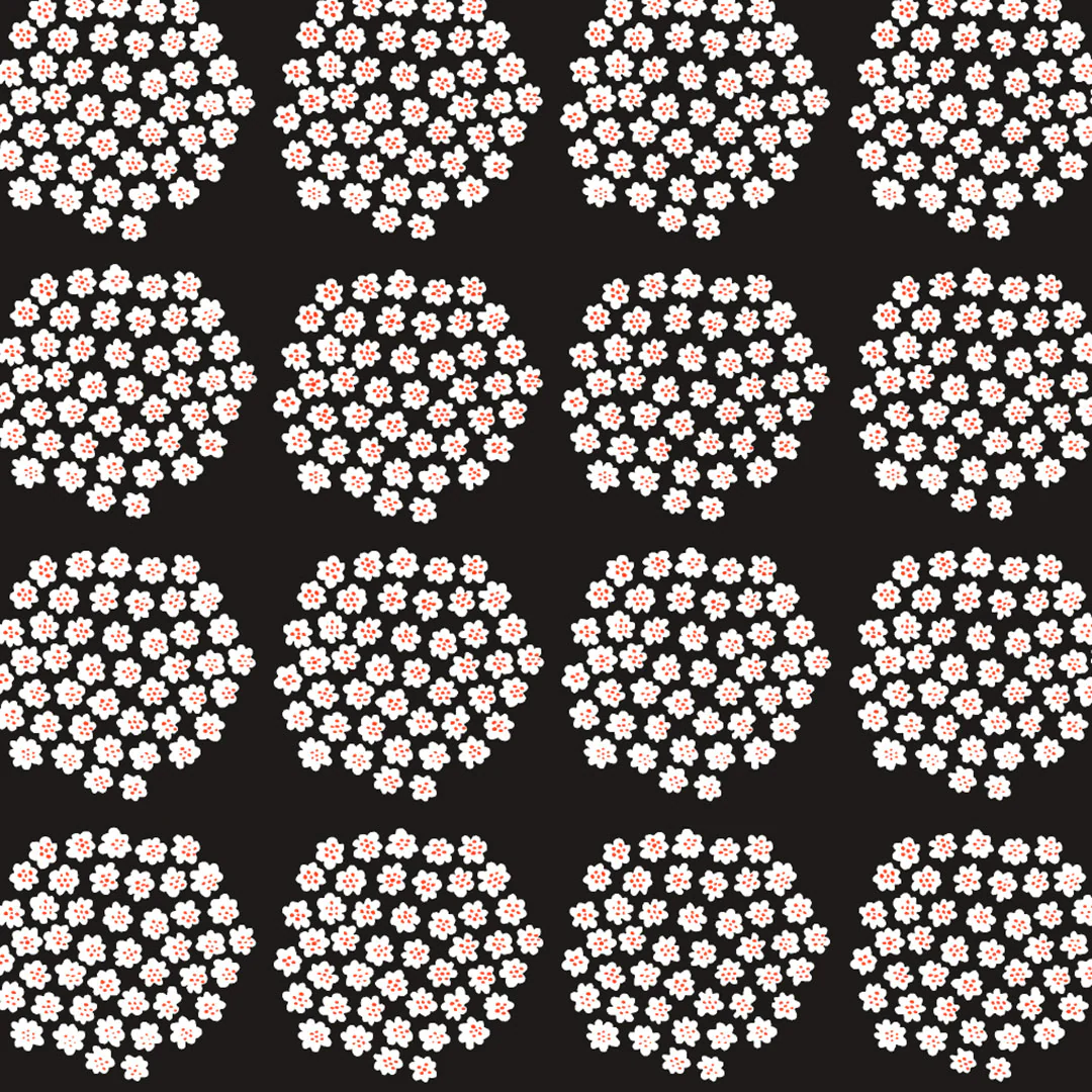 Marimekko Puketti Charcoal / White / Red Acrylic-Coated Cotton Fabric - Image 3