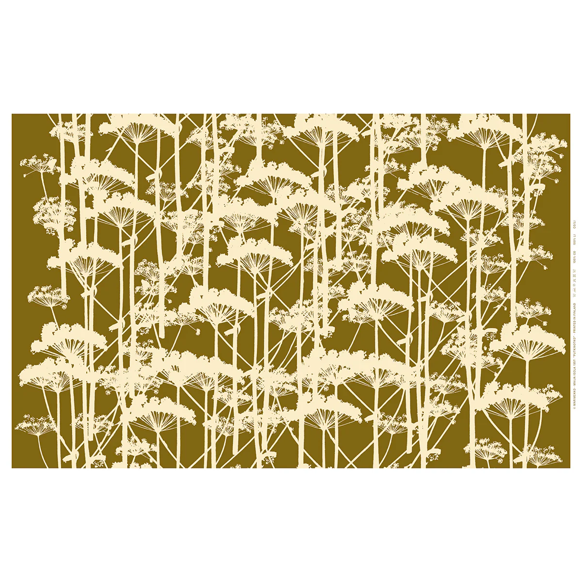 Marimekko Putkinotko Green Umber / Cream Cotton Sateen Fabric - Image 2