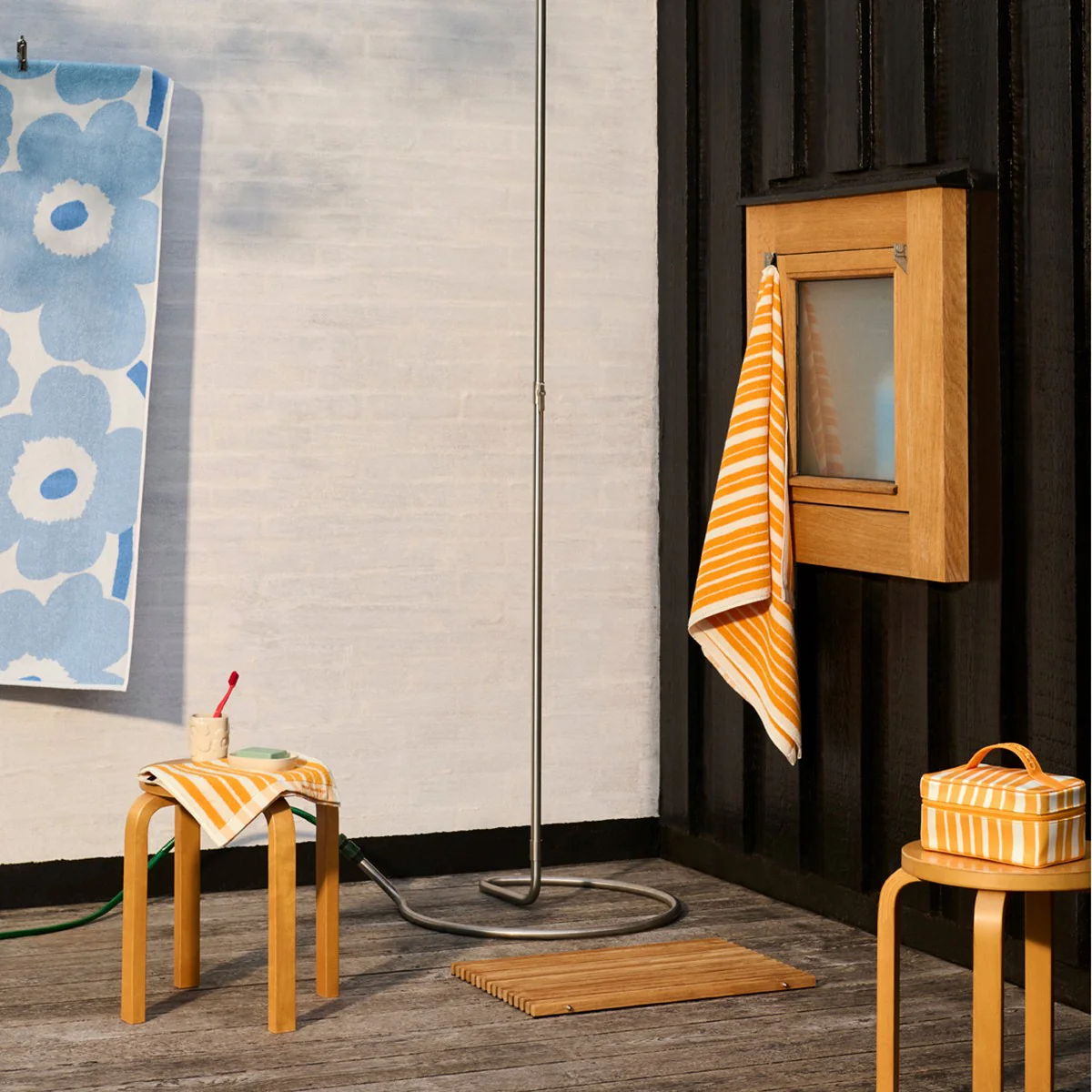 Marimekko Raide Saffron Orange / Cream Guest Towel - Image 3
