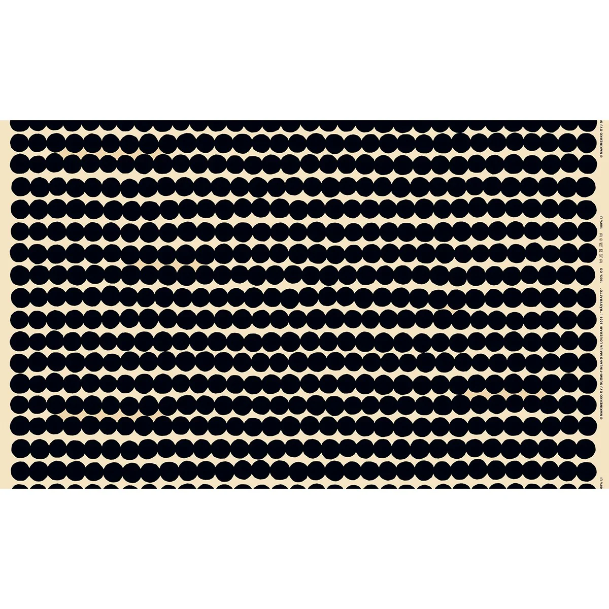 Marimekko Rasymatto Black / Beige Cotton Linen Fabric - Image 2