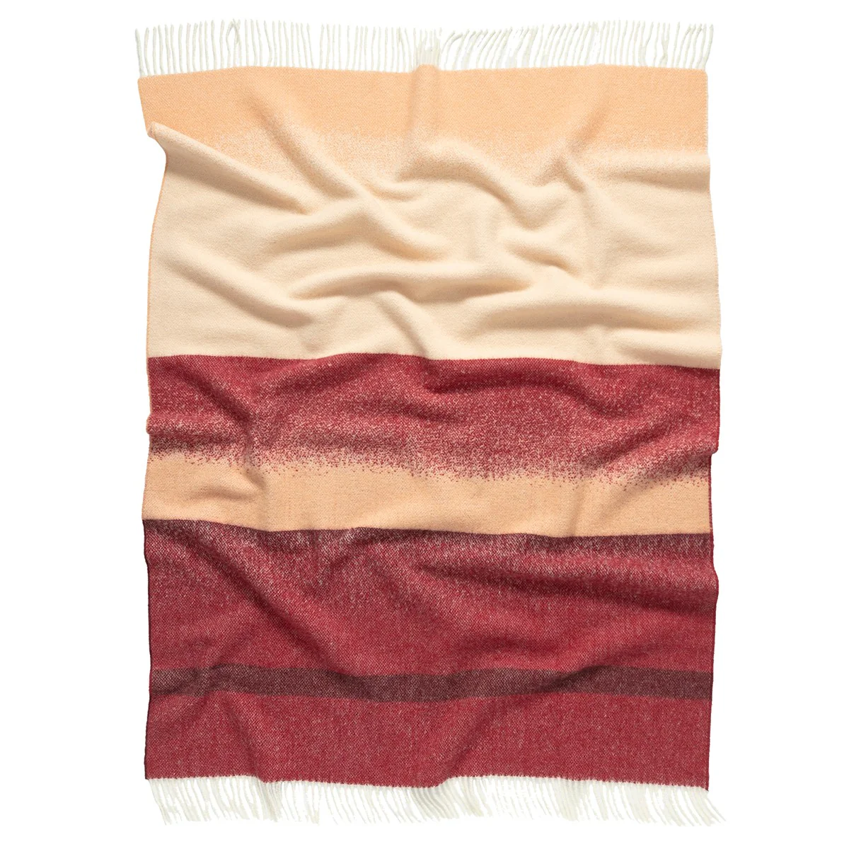 Marimekko Selanne Burgundy / Peach Wool Throw Blanket - Image 2