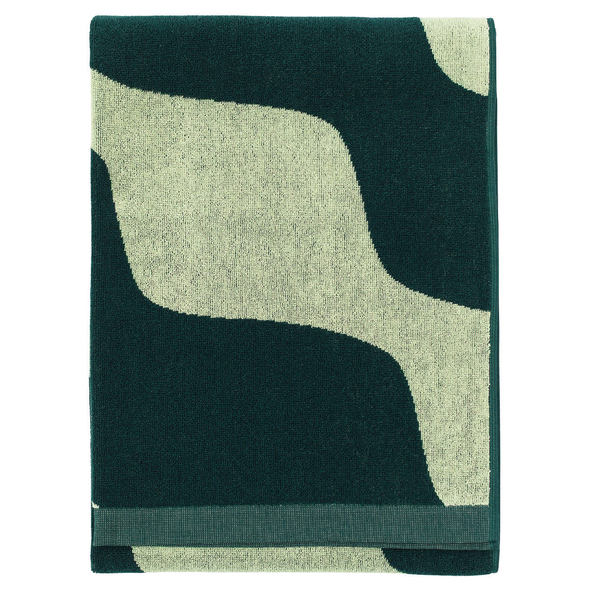 Marimekko Taifuuni Dark Green / Pear Bath Towel - Image 3
