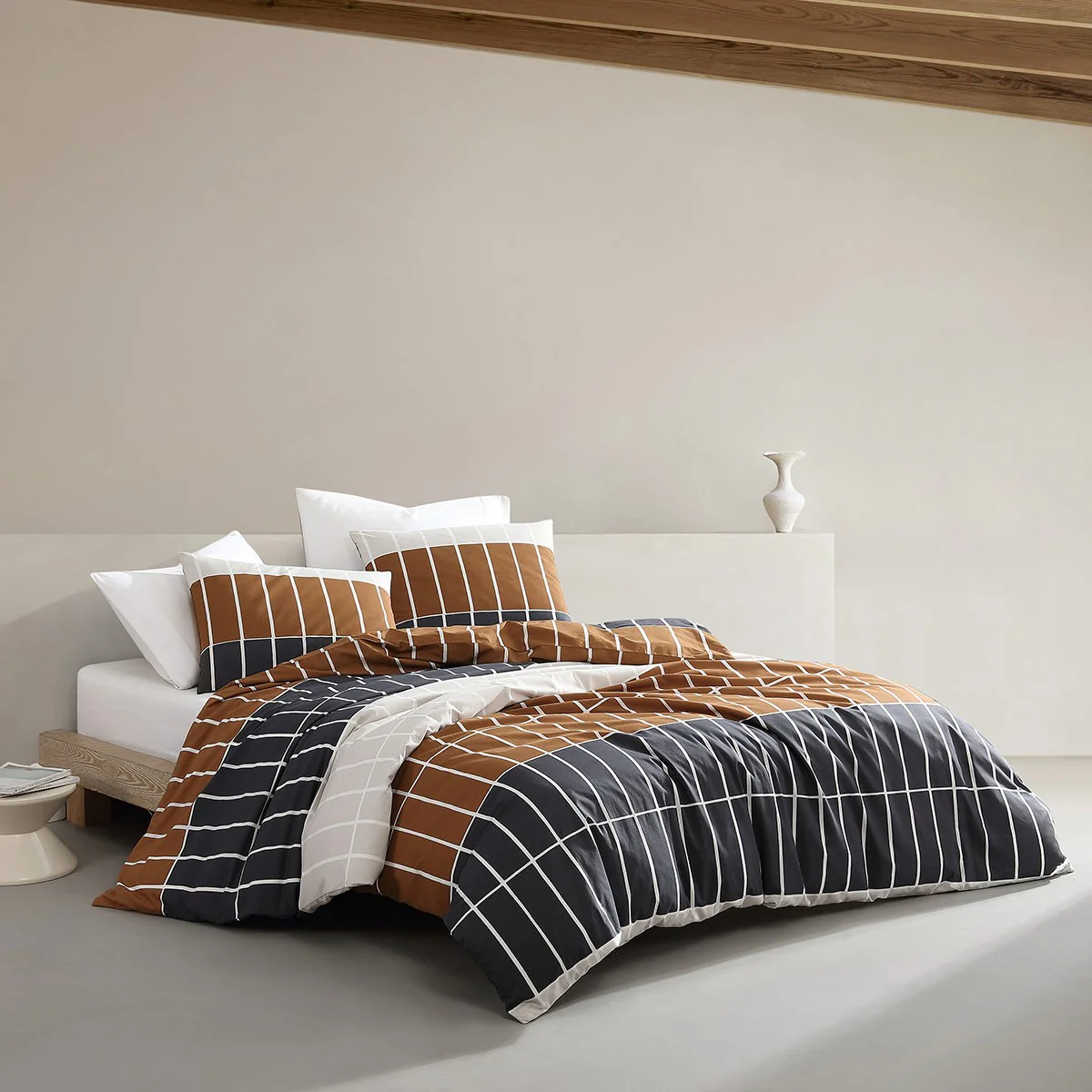 Marimekko Tiiliskivi Brown / Charcoal / Beige Full / Queen Duvet Cover Set - Image 3