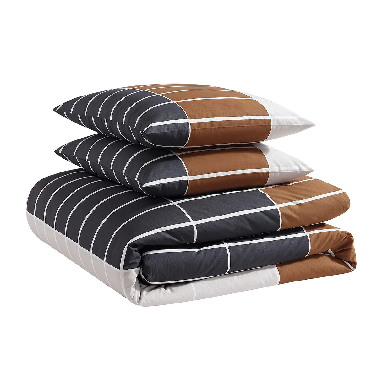 Marimekko Tiiliskivi Brown / Charcoal / Beige Full / Queen Duvet Cover Set - Image 5