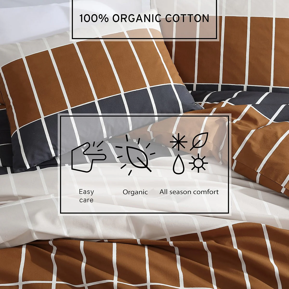Marimekko Tiiliskivi Brown / Charcoal / Beige Full / Queen Duvet Cover Set - Image 6