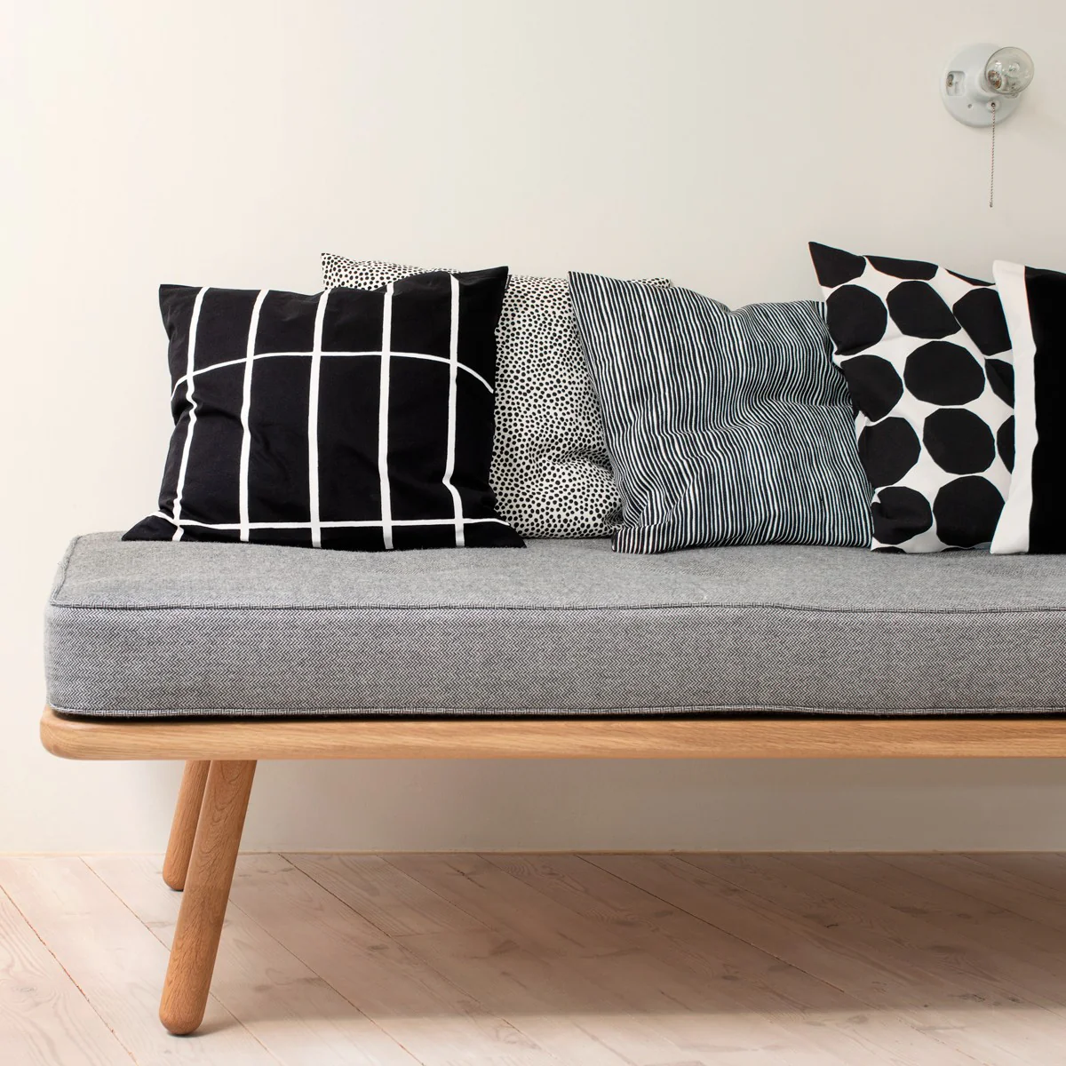 Marimekko Tiiliskivi Black / White Large Throw Pillow - Image 3
