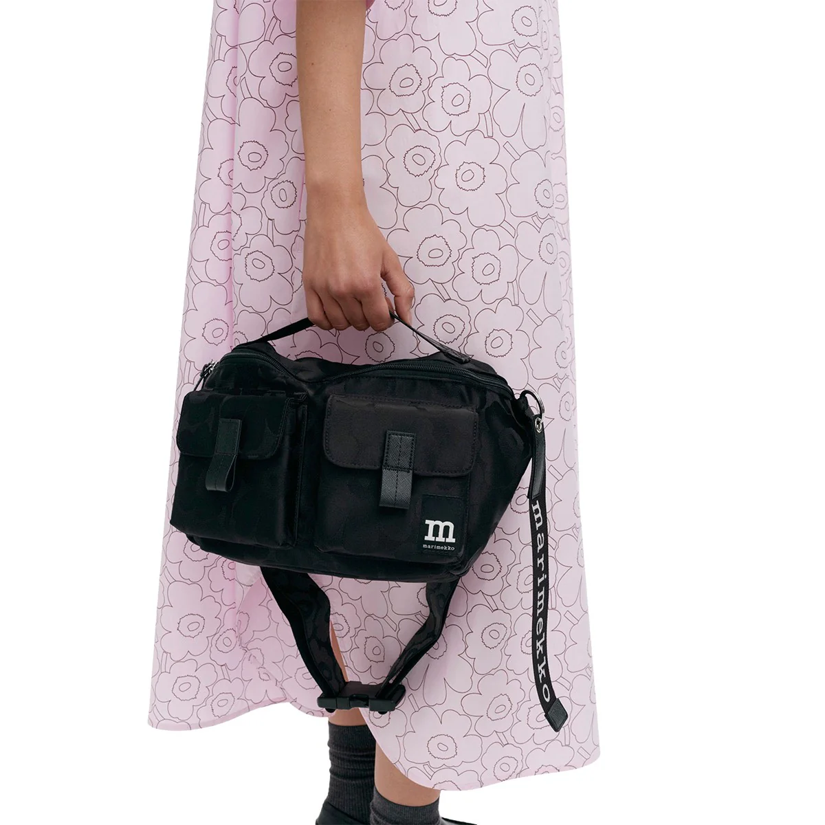 Marimekko Unikko Black Medium Sling Shoulder Bag - Image 2