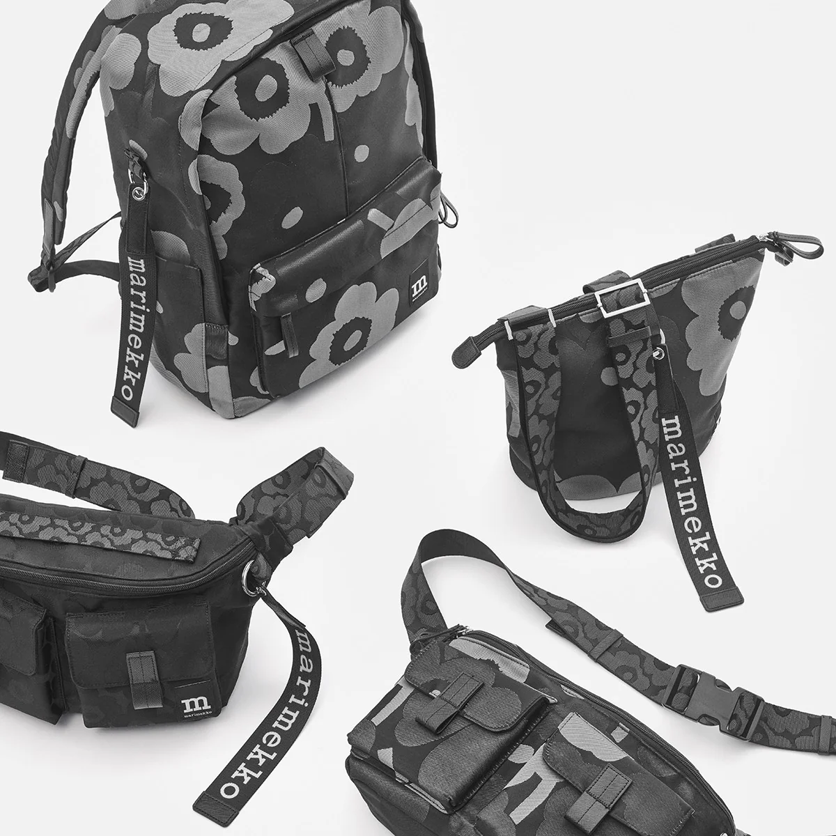 Marimekko Unikko Black Medium Sling Shoulder Bag - Image 5