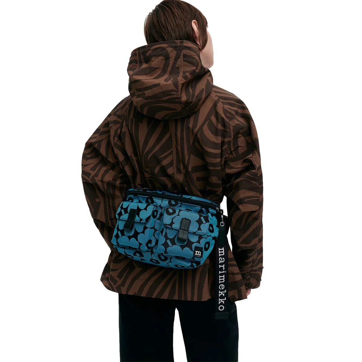 Marimekko Unikko Black / Blue Medium Sling Shoulder Bag - Image 2