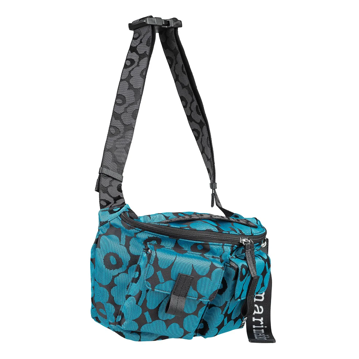 Marimekko Unikko Black / Blue Medium Sling Shoulder Bag - Image 3
