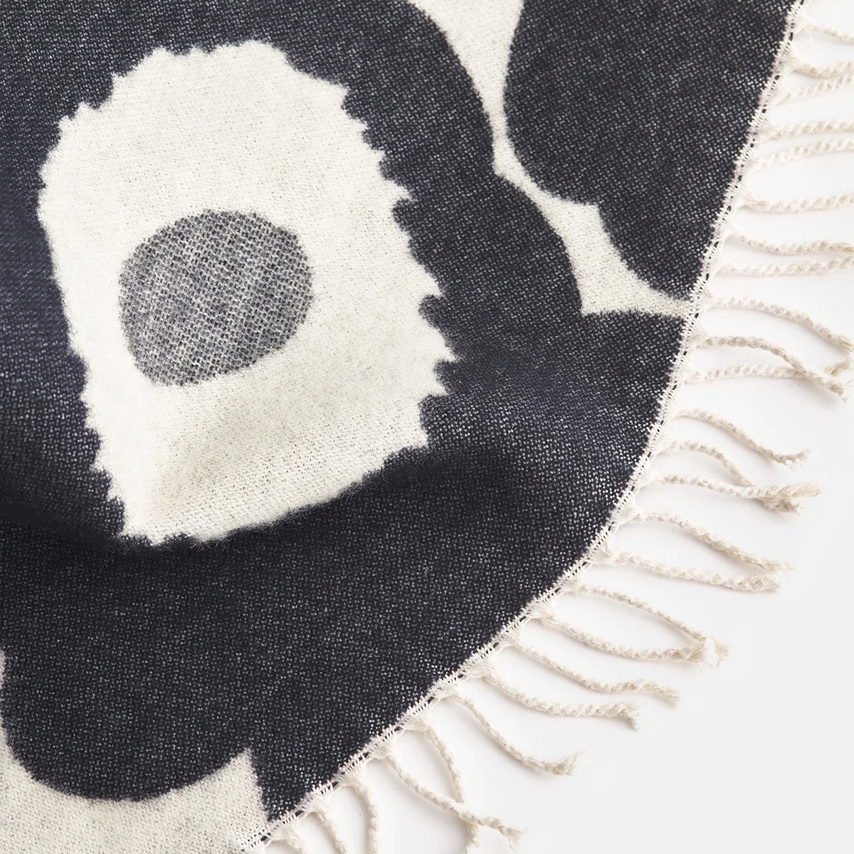 Marimekko Unikko Off White / Charcoal Throw Blanket - Image 3