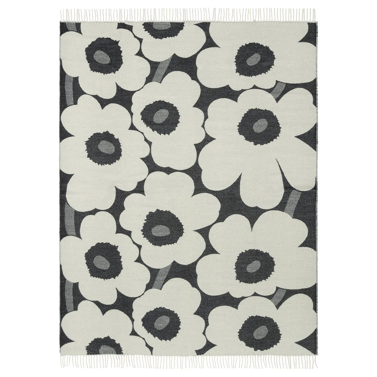 Marimekko Unikko Off White / Charcoal Throw Blanket - Image 4