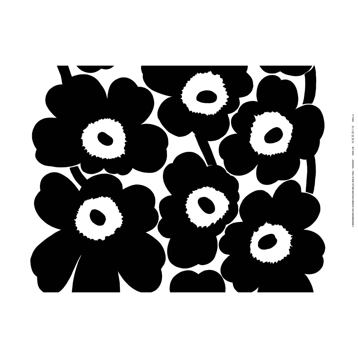 Marimekko Unikko White / Black Medium Weight Cotton Fabric - Image 2
