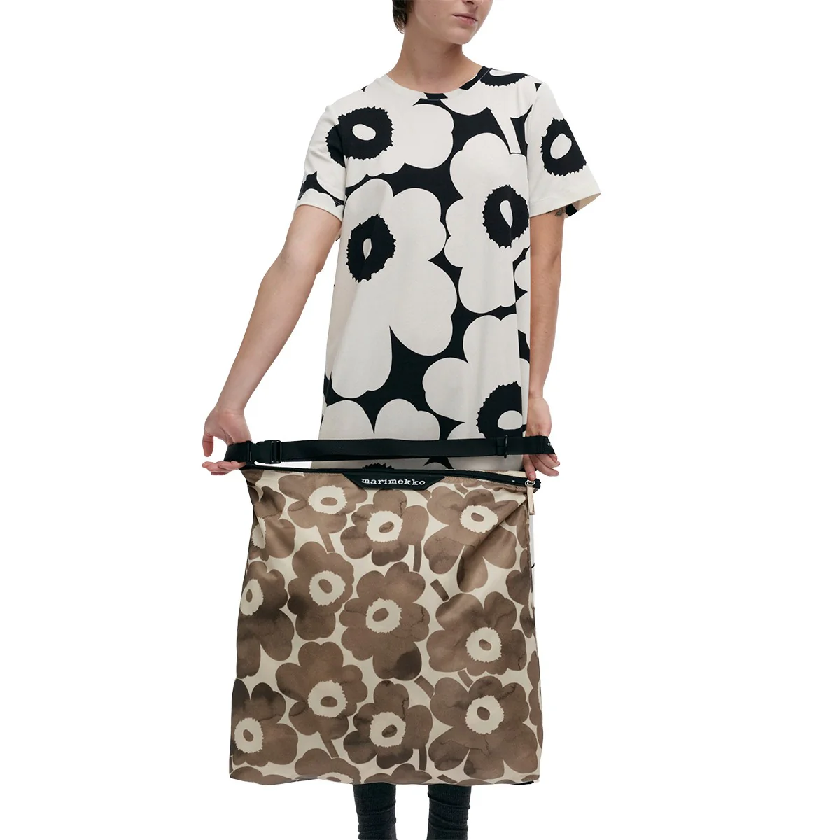 Marimekko Unikko Charcoal / Cream Large Neat Crossbody Shoulder Bag - Image 2