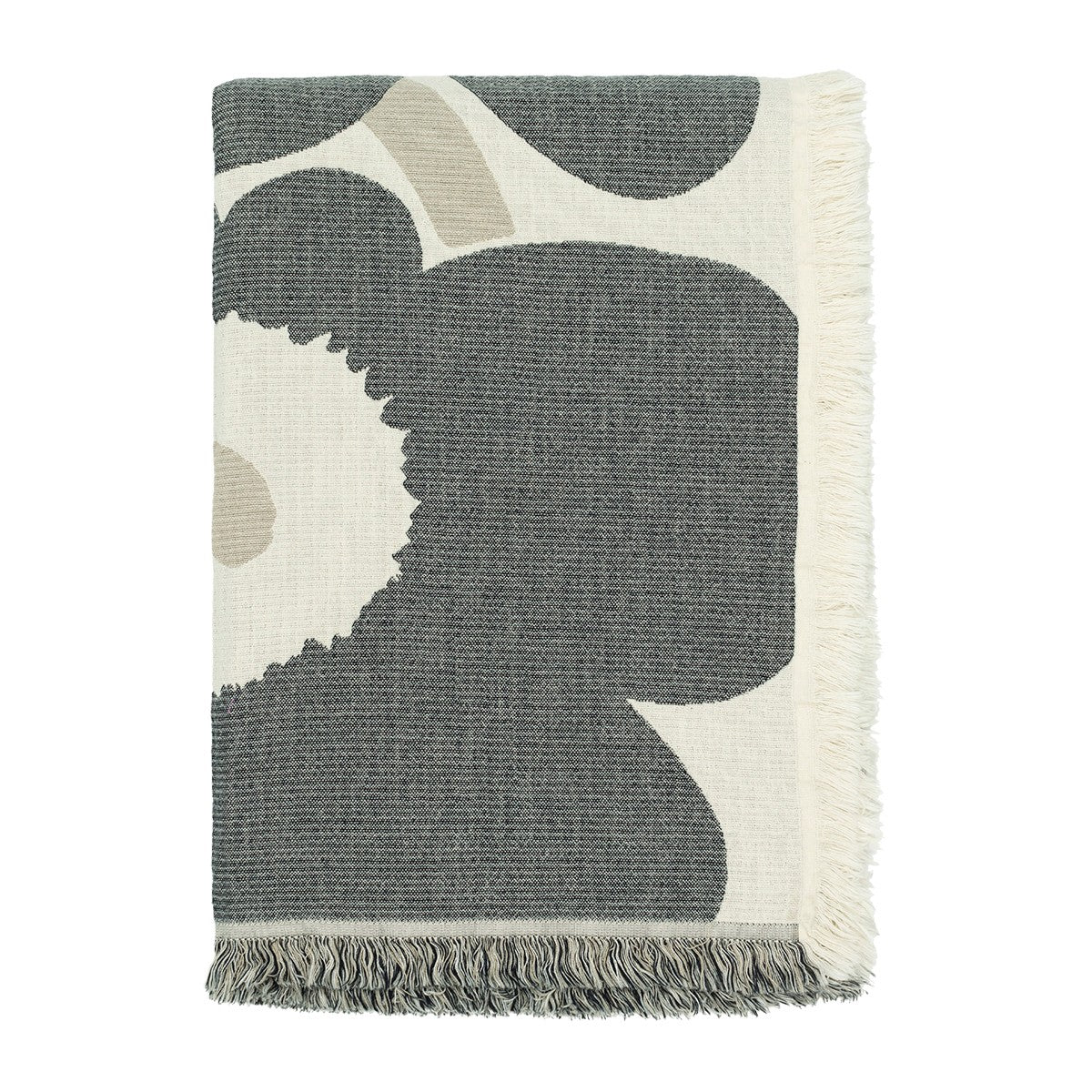 Marimekko Unikko Charcoal / Sand Large Throw Blanket - Image 2