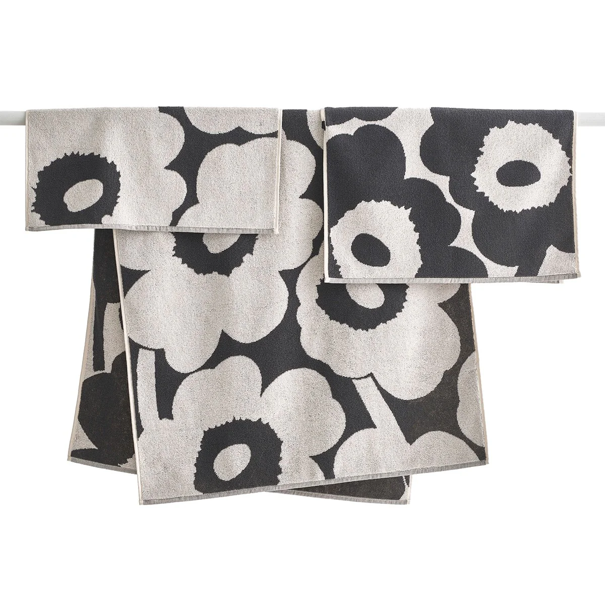 Marimekko Unikko Charcoal / Off White Hand Towel - Image 2