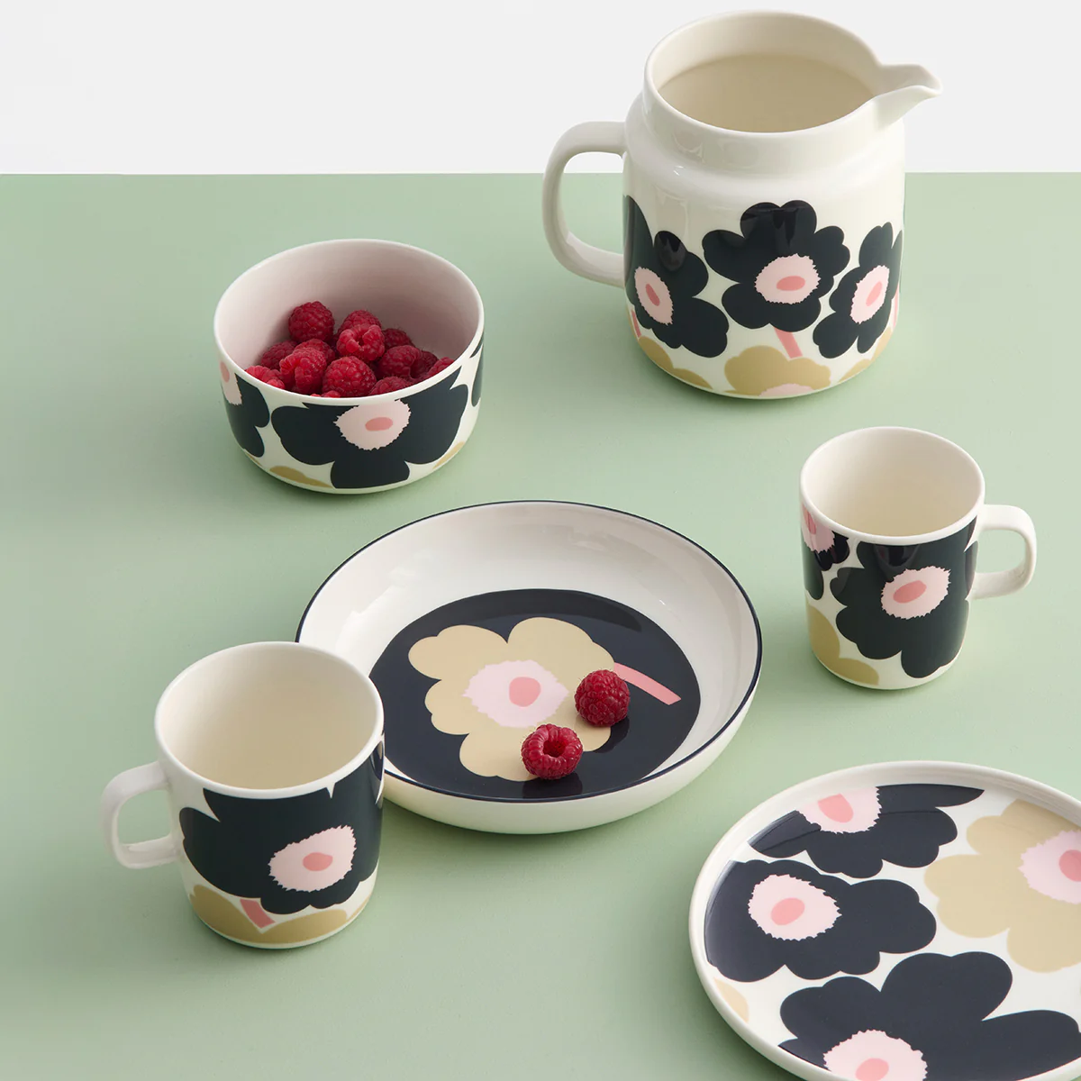 Marimekko Unikko Charcoal / Pink / Beige Pitcher - Image 2