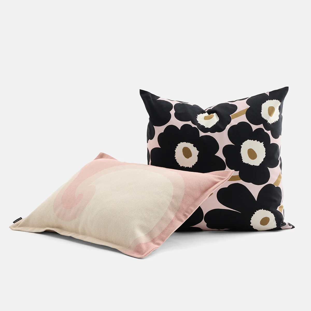 Marimekko Unikko Charcoal / Pink / Brown Throw Pillow - Image 2