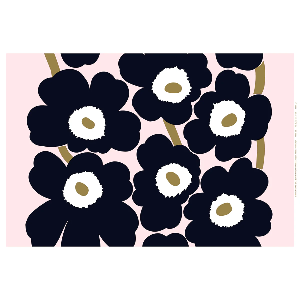 Marimekko Unikko Charcoal / Pink / Light Brown Medium Weight Cotton Fabric - Image 2