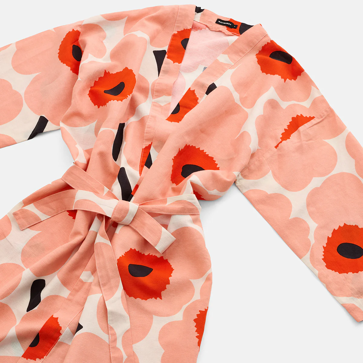Marimekko Unikko Coral / Off White / Red Bathrobe - Image 3