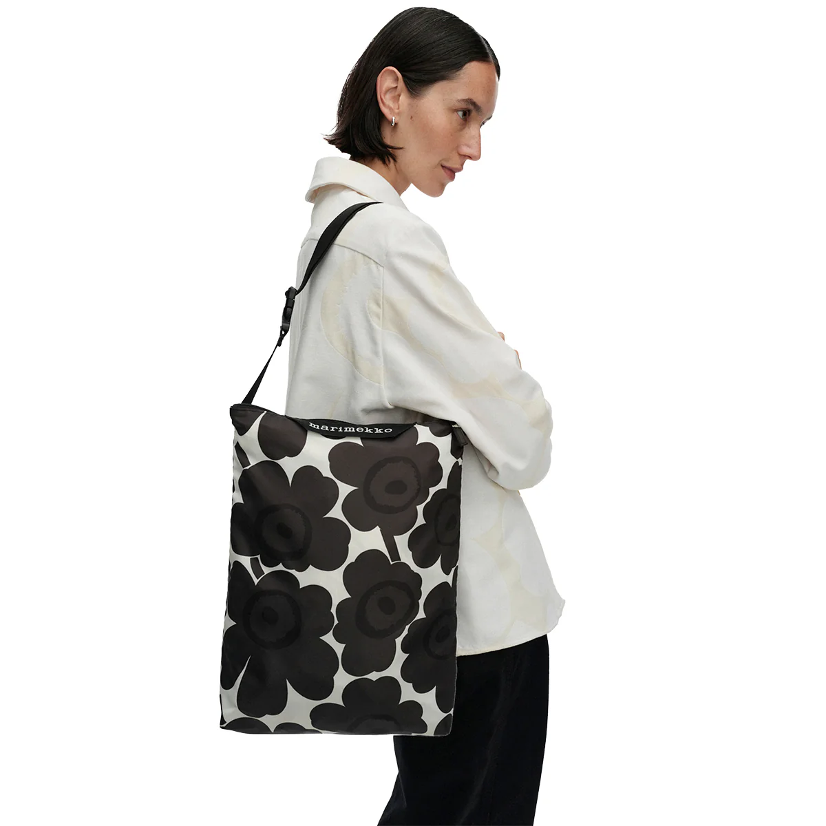 Marimekko Unikko Dark Grey / White Medium Neat Crossbody Shoulder Bag - Image 2