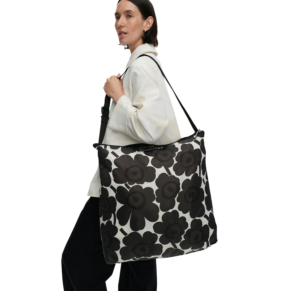 Marimekko Unikko Dark Grey / White Large Neat Crossbody Shoulder Bag - Image 2