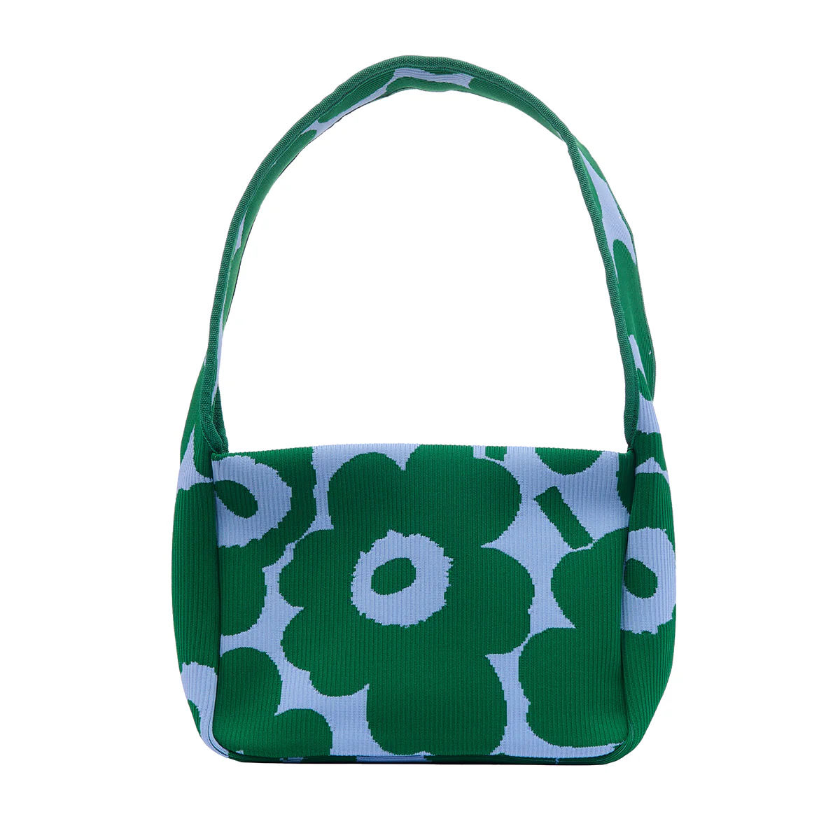 Marimekko Unikko Green / Light Blue Medium Knitted Shoulder Bag - Image 5
