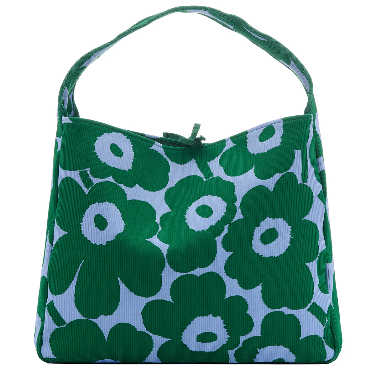 Marimekko Unikko Green / Light Blue Large Knitted Shoulder Bag - Image 3