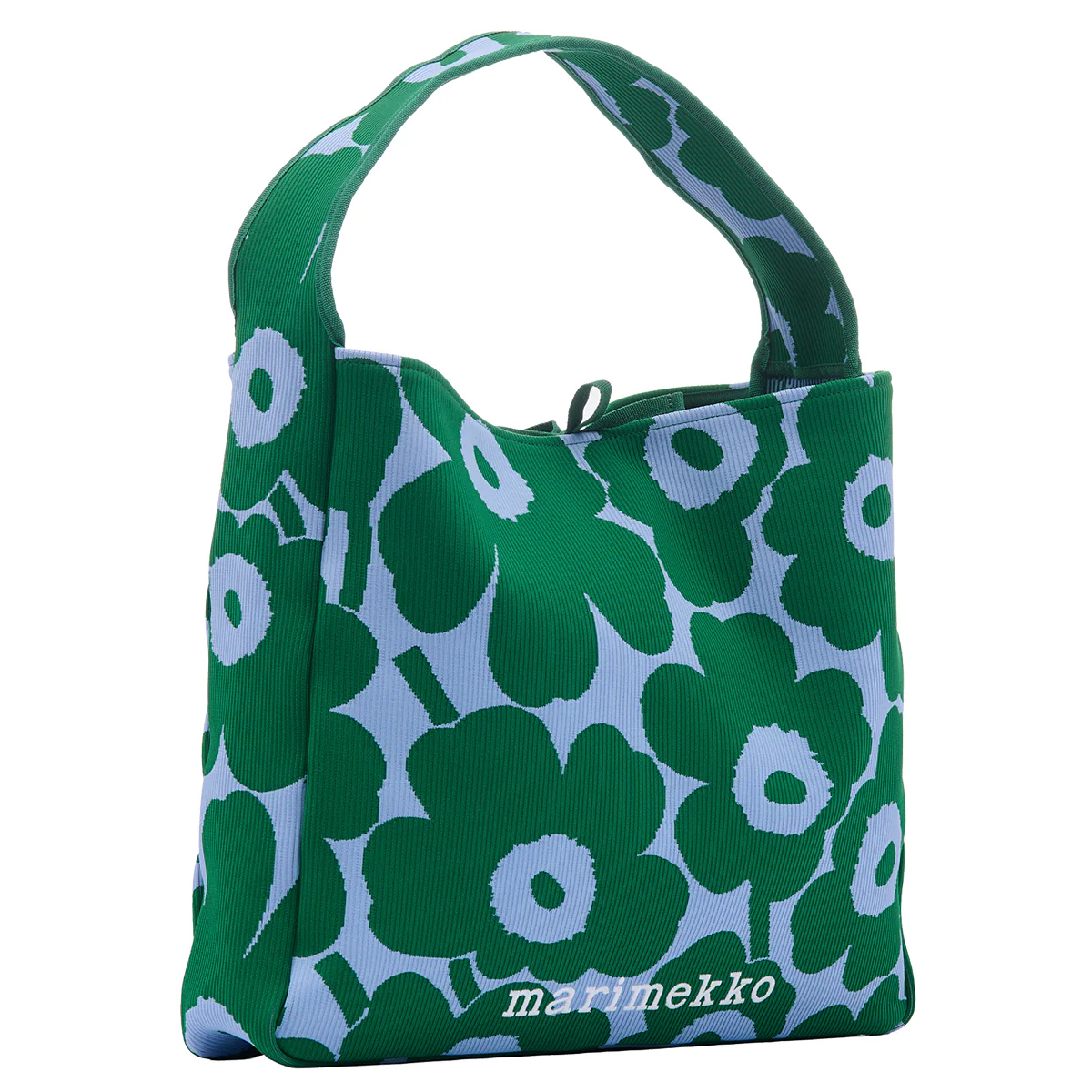 Marimekko Unikko Green / Light Blue Large Knitted Shoulder Bag - Image 4
