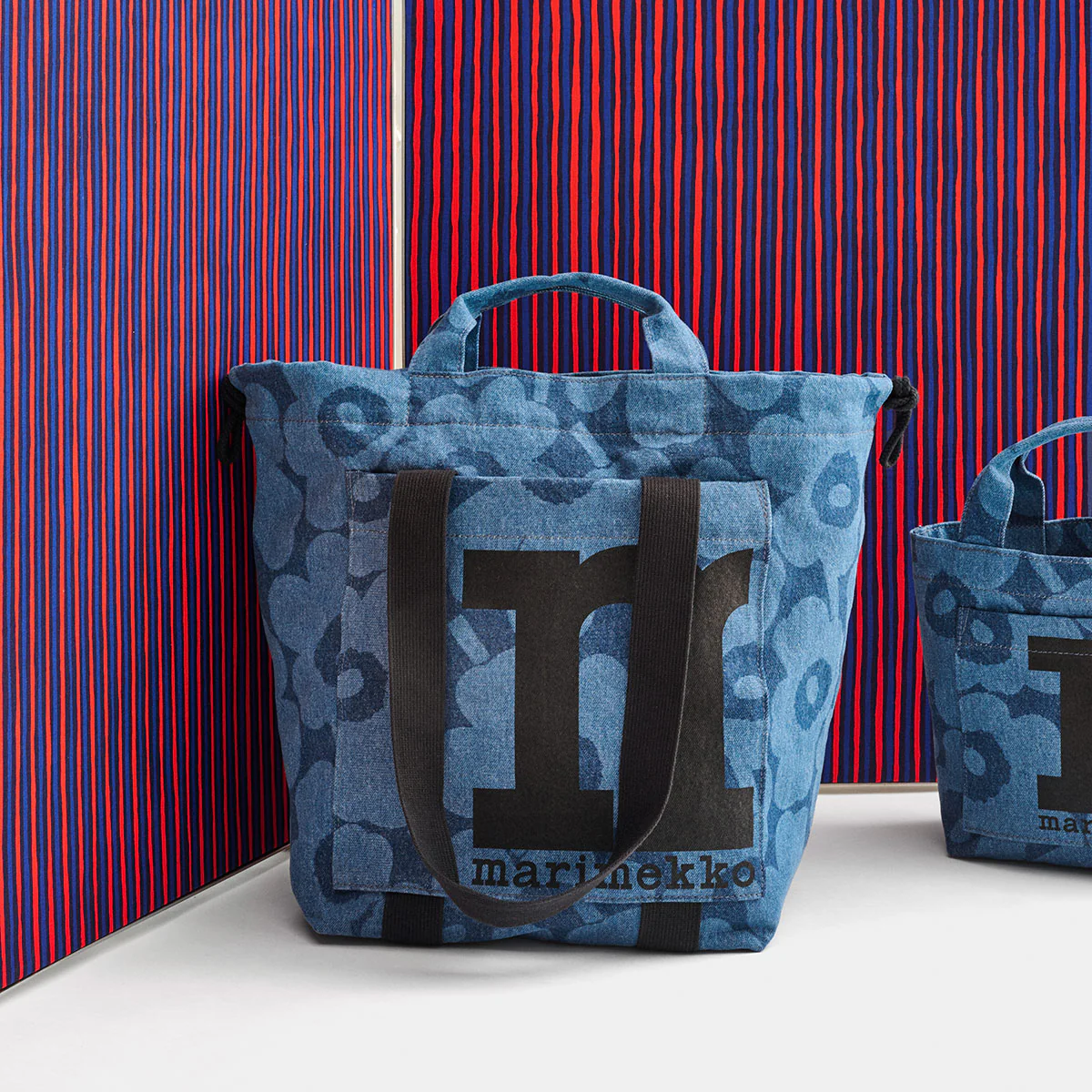 Marimekko Unikko Indigo Denim Mono City Tote Bag - Image 2
