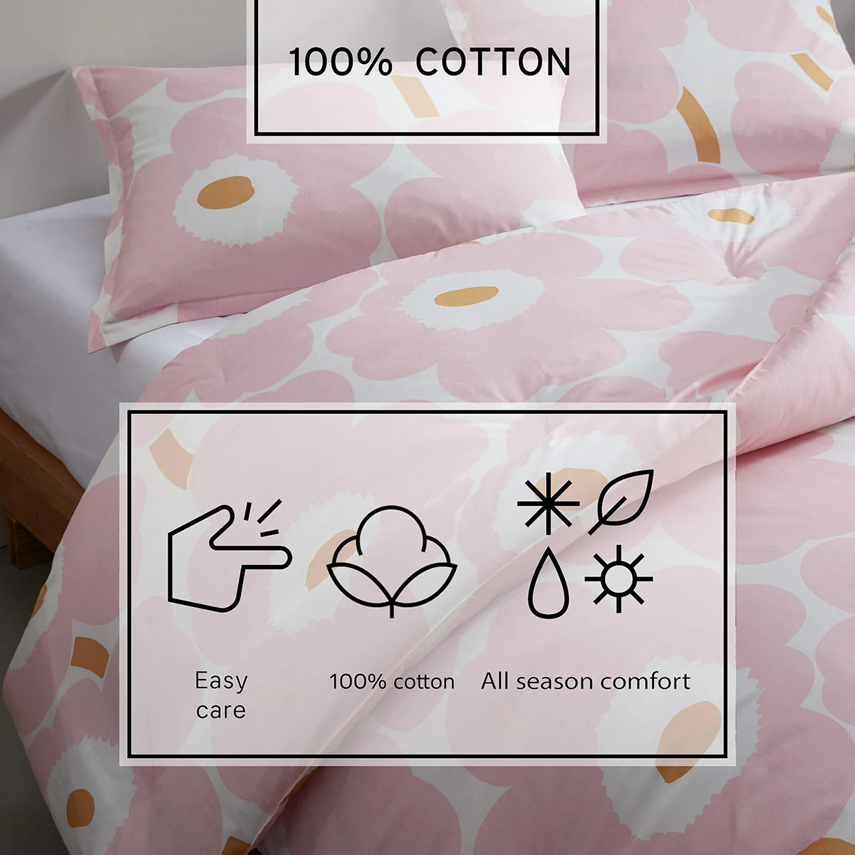 Marimekko Unikko Light Pink Duvet Cover Set - King - Image 8