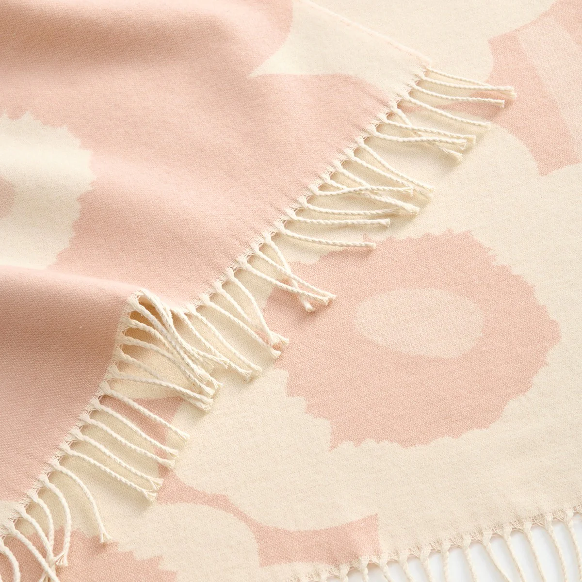 Marimekko Unikko Light Pink / Cream Throw Blanket - Image 3